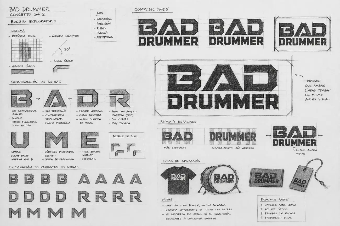 Bad Drummer — boceto exploratorio, concepto 34.2