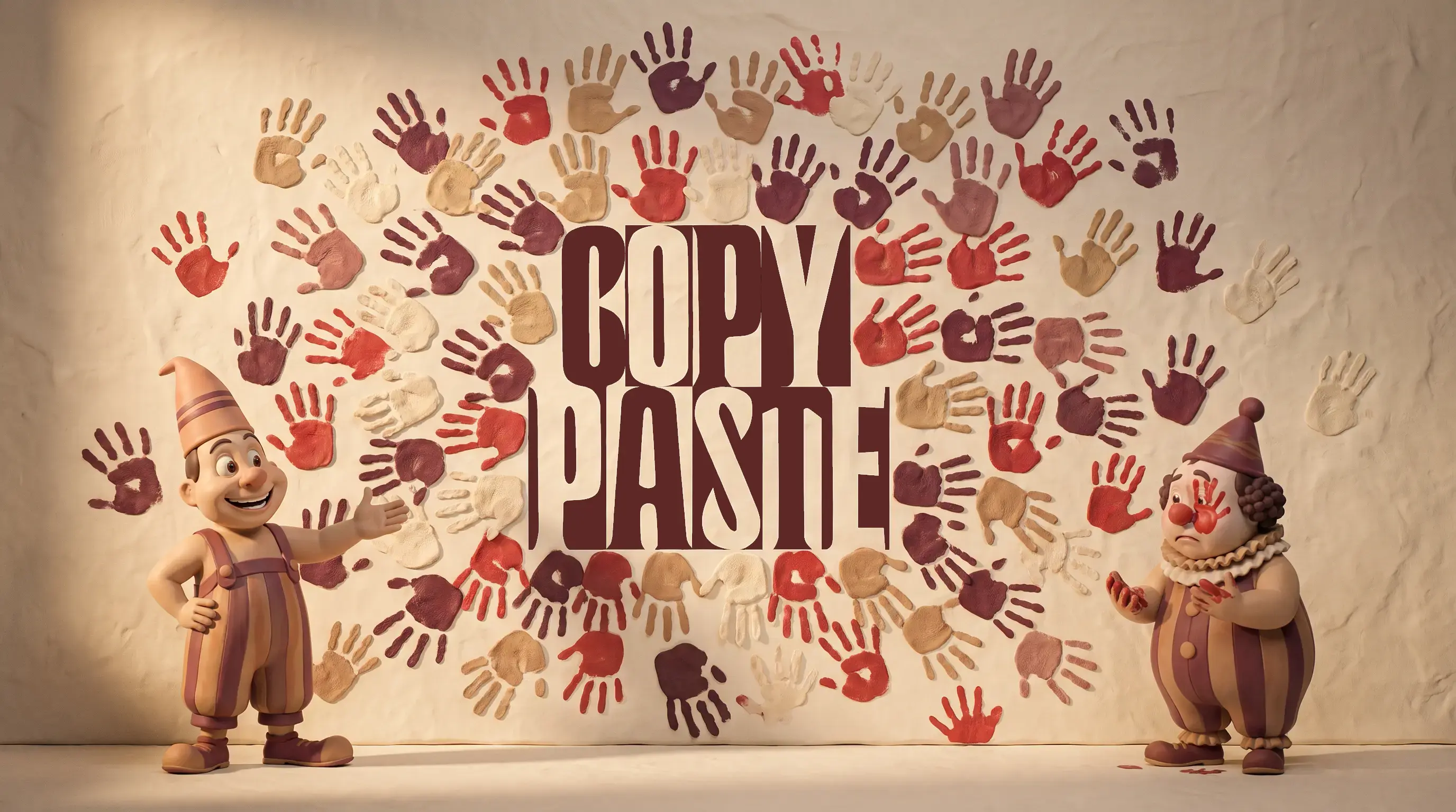 COPYPASTE STUDIO — payaso de circo junto al logotipo