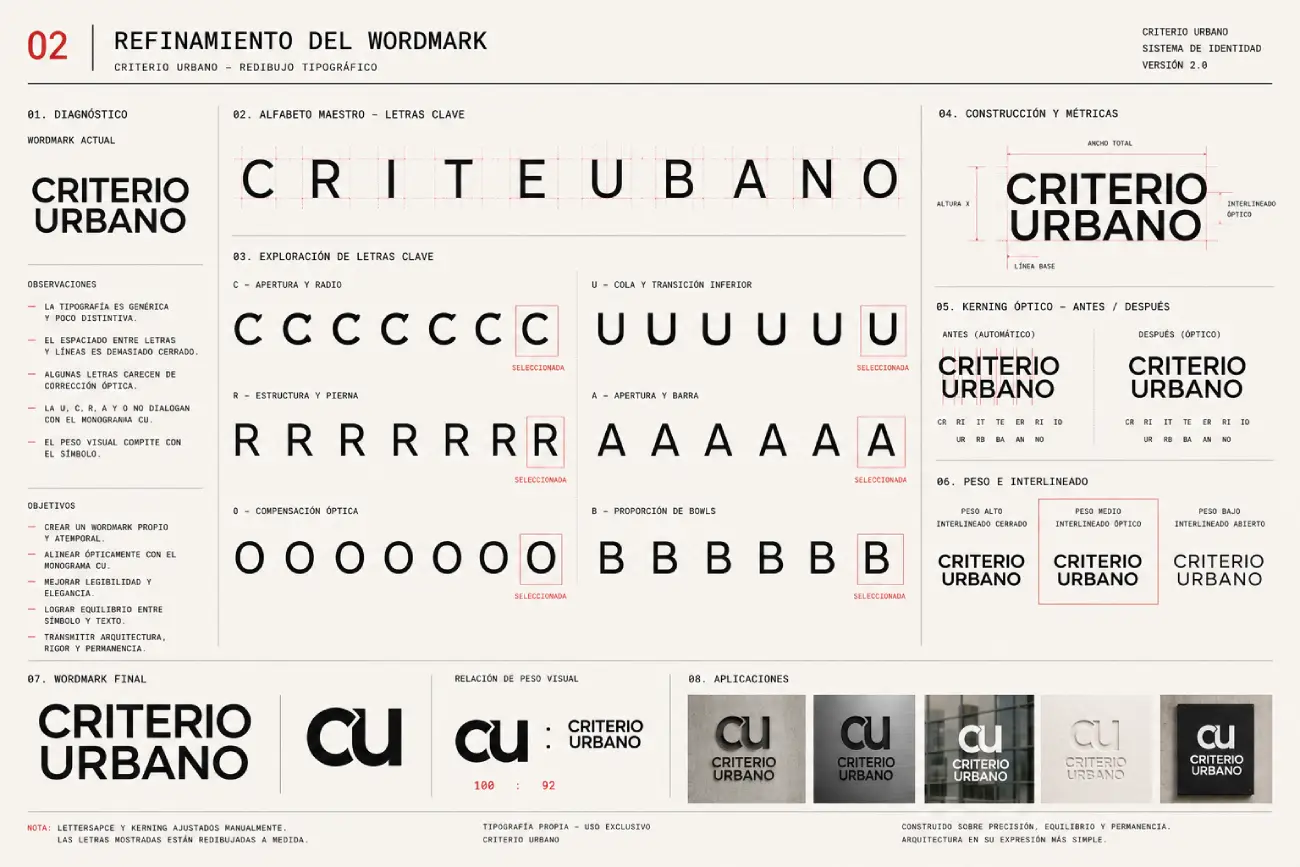 Criterio Urbano — refinamiento del wordmark